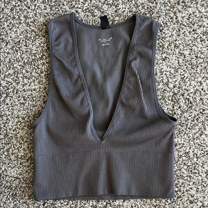 Urban Outfitters Charcoal Ribbed Crop Top